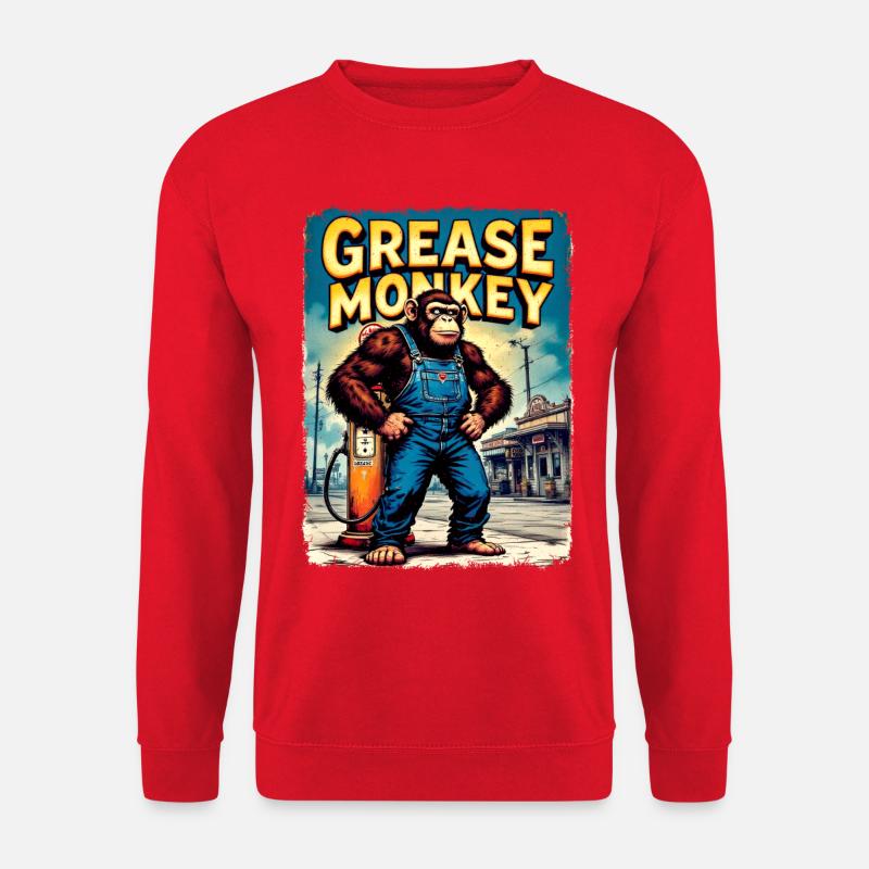 GreaseMonkey Retro Street Art - Unisex Pullover - Rot