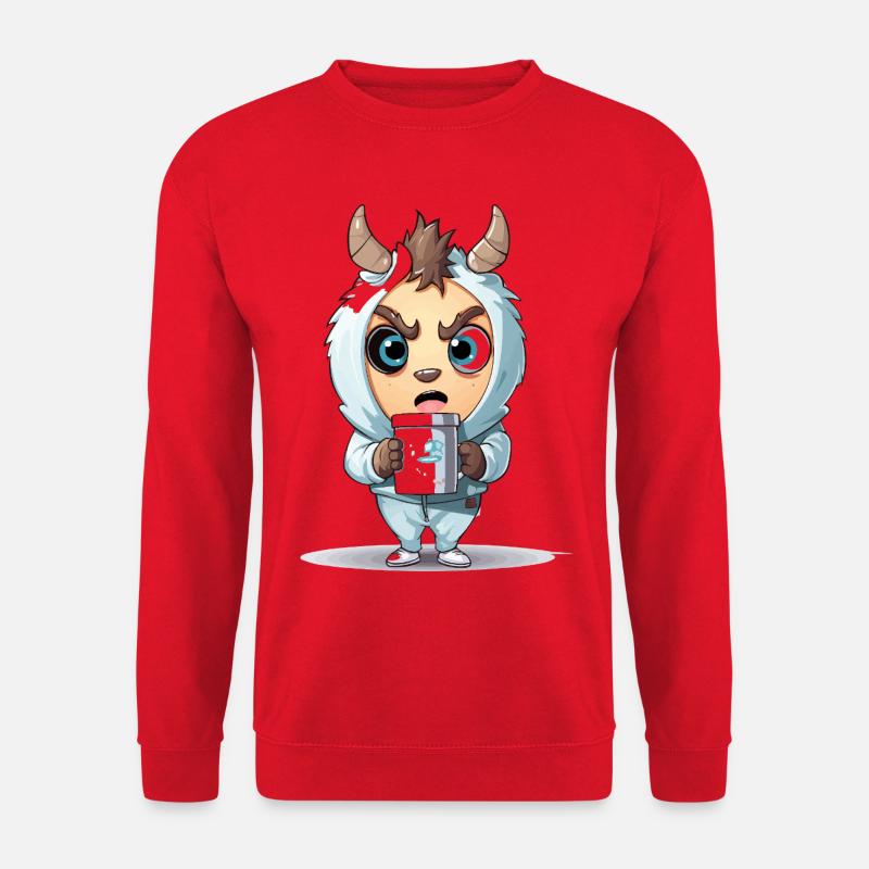 Hoodie Monster mit Kaffeebecher - Unisex Pullover - Rot