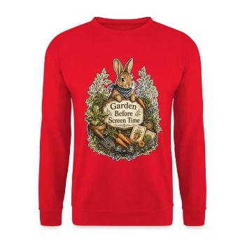 Garden Before Screen Time - Unisex Sweatshirt - red - Front - Alina (178cm) & Michal (187cm)