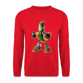 Cyborg robot légume courgette mignon - Sweat-shirt Unisexe - rouge - Devant - Alina (178cm) & Michal (187cm)