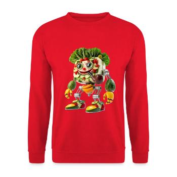 Cute Veggie Robot Tuxedo Pipe - Unisex Sweatshirt - red - Front - Alina (178cm) & Michal (187cm)