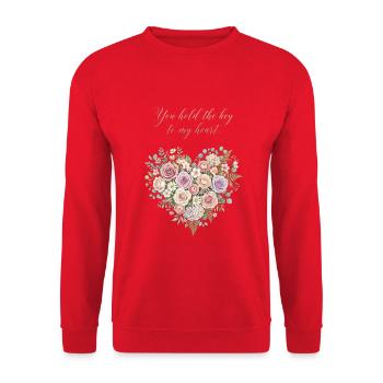 Floral key to the heart - Unisex Sweatshirt - red - Front - Alina (178cm) & Michal (187cm)