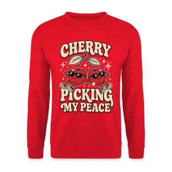 Choisir ma paix à la cerette – Kirschen Humour - Sweat-shirt Unisexe - rouge - Devant - Alina (178cm) & Michal (187cm)