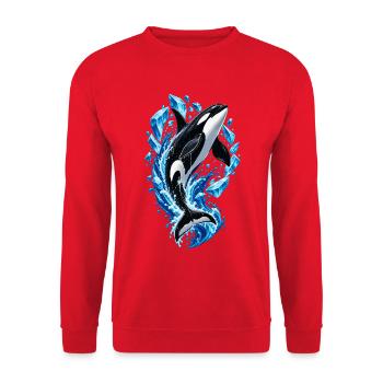Eisiger Orca Sprung mit Kristallen - Unisex Pullover - Rot - Vorne - Alina (178cm) & Michal (187cm)