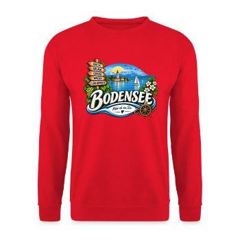 Bodensee – Natur, Wasser & Lebensfreude - Unisex Pullover - Rot - Vorne - Alina (178cm) & Michal (187cm)