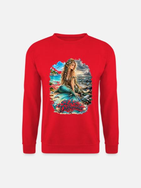 Meerjungfrau am Strand – Sea the Difference - Unisex Pullover - Rot