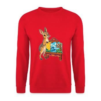 Mara mit bunter Bilderbühne - Unisex Pullover - Rot - Vorne - Alina (178cm) & Michal (187cm)