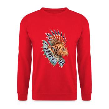 Feuerfisch mit Nachtfächern - Unisex Pullover - Rot - Vorne - Alina (178cm) & Michal (187cm)