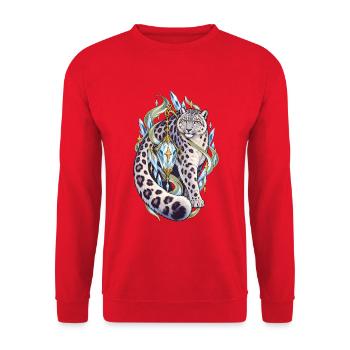Kristall Leopard Fabelwelt - Unisex Pullover - Rot - Vorne - Alina (178cm) & Michal (187cm)
