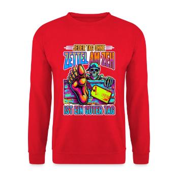 Neon Skelett Zeh Zettel - Unisex Pullover - Rot - Vorne - Alina (178cm) & Michal (187cm)