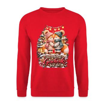 Winterliebe Fuchs-Kuschelpaar - Unisex Pullover - Rot - Vorne - Alina (178cm) & Michal (187cm)