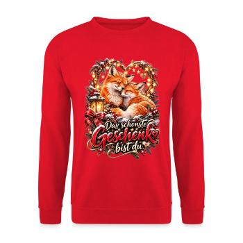 Das schönste Geschenk bist du (Weihnachten) - Unisex Pullover - Rot - Vorne - Alina (178cm) & Michal (187cm)