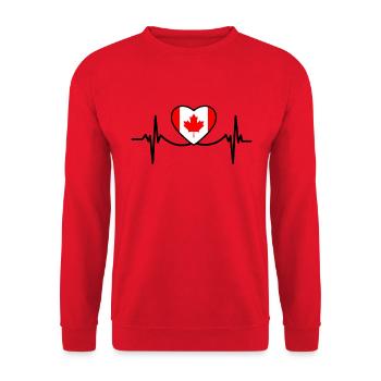 Canada Day 2021 Heartbeat Canadian Flag - Unisex Pullover - Rot - Vorne - Alina (178cm) & Michal (187cm)