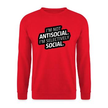 Je ne suis pas antisocial. Je suis sélectivement social. - Sweat-shirt Unisexe - rouge - Devant - Alina (178cm) & Michal (187cm)