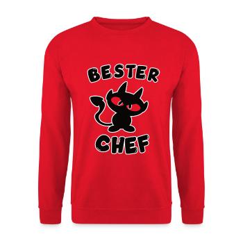 cooles bester Chef Design - Unisex Pullover - Rot - Vorne - Alina (178cm) & Michal (187cm)