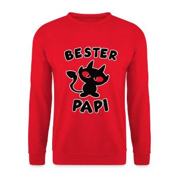 cooles bester Papi Design - Unisex Pullover - Rot - Vorne - Alina (178cm) & Michal (187cm)