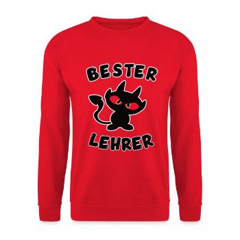 cooles bester Lehrer Design - Unisex Pullover - Rot - Vorne - Alina (178cm) & Michal (187cm)