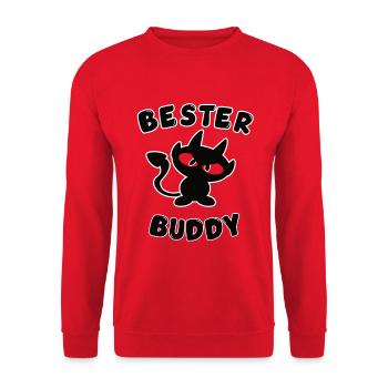 cooles bester Buddy Design mit Teufelchen - Unisex Pullover - Rot - Vorne - Alina (178cm) & Michal (187cm)