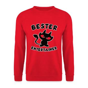 cooles bester Entertainer Design mit Teufelchen - Unisex Pullover - Rot - Vorne - Alina (178cm) & Michal (187cm)
