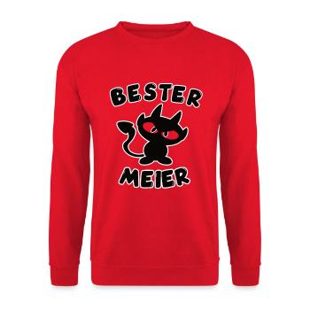 cooles bester Meier und Teufel Design - Unisex Pullover - Rot - Vorne - Alina (178cm) & Michal (187cm)