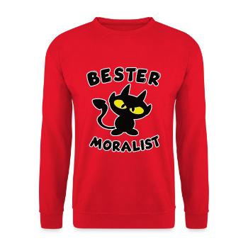 cooles bester Moralist Design - Unisex Pullover - Rot - Vorne - Alina (178cm) & Michal (187cm)
