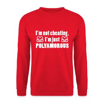 Polyamorie Infinity Heart - I'm just polyamorous - Unisex Pullover - Rot - Vorne - Alina (178cm) & Michal (187cm)