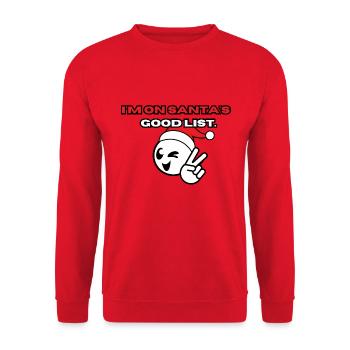 Weihnachten - Santas Good List - Unisex Pullover - Rot - Vorne - Alina (178cm) & Michal (187cm)