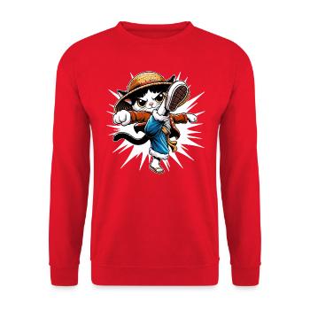 Anime Katze Lustige Tiere - Unisex Pullover - Rot - Vorne - Alina (178cm) & Michal (187cm)