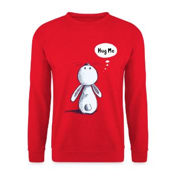 Hug Me Lapin - Sweat-shirt Unisexe - rouge - Devant - Alina (178cm) & Michal (187cm)
