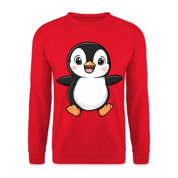 Mignon Adorable Pingouin - Conception de dessin animé charmant - Sweat-shirt Unisexe - rouge - Devant - Alina (178cm) & Michal (187cm)