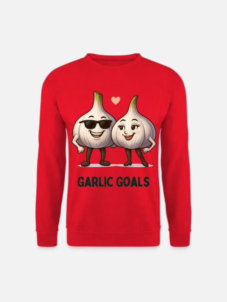 Garlic Goals Paar Knoblauch karikatur  - Unisex Pullover - Rot