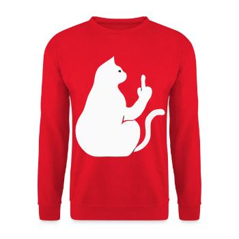 Chat chats chaton chat doigt d’honneur - Sweat-shirt Unisexe - rouge - Devant - Alina (178cm) & Michal (187cm)