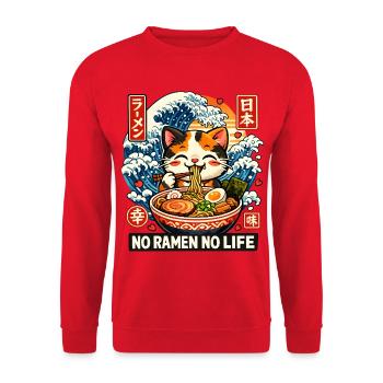 Ramen Cat Kanagawa - Unisex Sweatshirt - red - Front - Alina (178cm) & Michal (187cm)