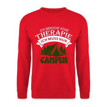 Ich brauche keine Therapie - Camping - Unisex Pullover - Rot - Vorne - Alina (178cm) & Michal (187cm)