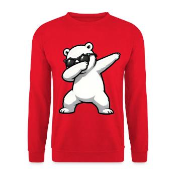 Dabbing Polar Bear - Unisex Sweatshirt - red - Front - Alina (178cm) & Michal (187cm)