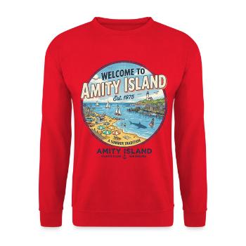 Willkommen im Paradies - Unisex Pullover - Rot - Vorne - Alina (178cm) & Michal (187cm)