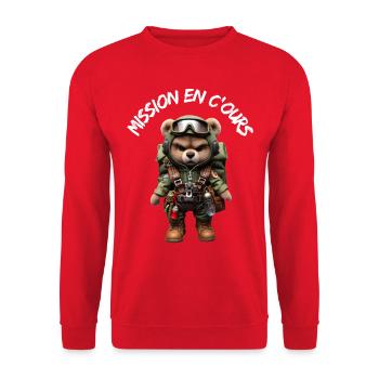 Mission in C'OURS - Unisex Pullover - Rot - Vorne - Alina (178cm) & Michal (187cm)