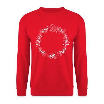 Weihnachtskranz personalisierbar mit deinem Text - Unisex Pullover - Rot - Vorne - Alina (178cm) & Michal (187cm)