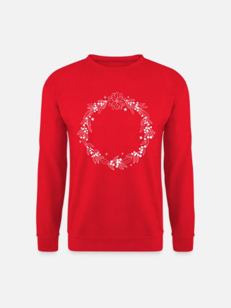 Weihnachtskranz personalisierbar mit deinem Text - Unisex Pullover - Rot