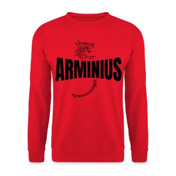 Arminius Drachen Logo - Unisex Pullover - Rot - Vorne - Alina (178cm) & Michal (187cm)
