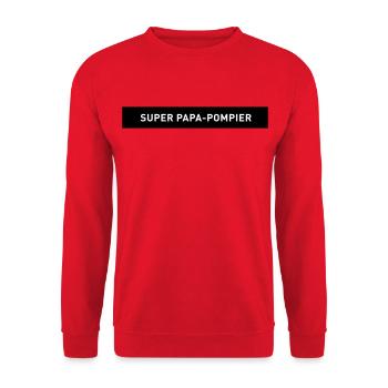 SUPER PAPA POMPIER Uniforme de Pompier - Sweat-shirt Unisexe - rouge - Devant - Alina (178cm) & Michal (187cm)