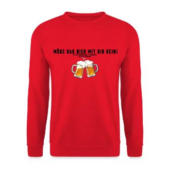 Möge das Bier mit dir sein! - Unisex Pullover - Rot - Vorne - Alina (178cm) & Michal (187cm)