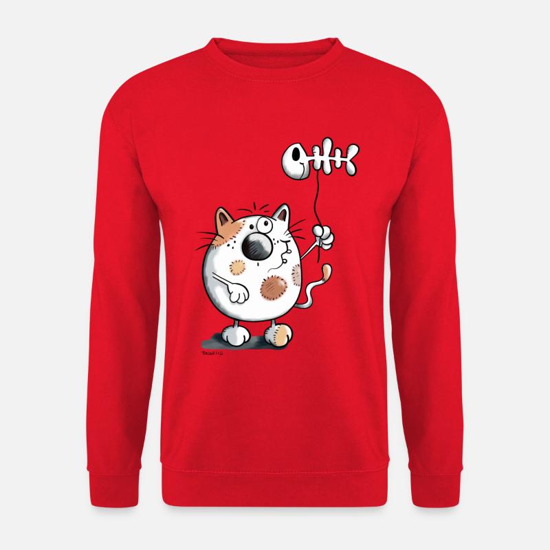 Katze mit Ballon Fisch - Unisex Pullover - Rot