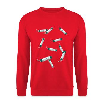 Pyro Böller - Unisex Pullover - Rot - Vorne - Alina (178cm) & Michal (187cm)