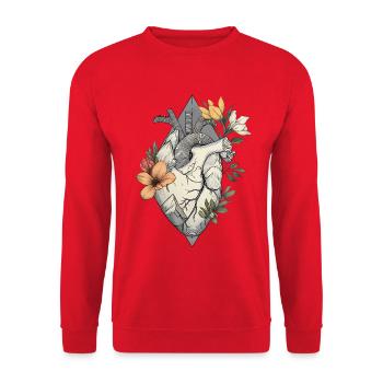 Cœur anatomique avec des fleurs et des montagnes - Sweat-shirt Unisexe - rouge - Devant - Alina (178cm) & Michal (187cm)