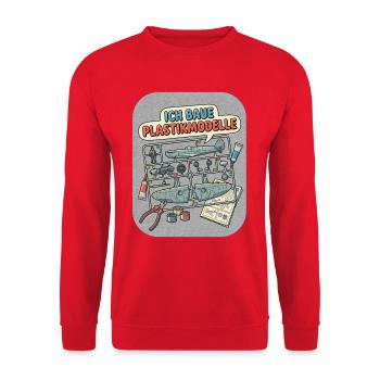 I build plastic models - Unisex Sweatshirt - red - Front - Alina (178cm) & Michal (187cm)