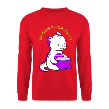 Elektrischer Lila Drache – Neon Legend Edition - Unisex Pullover - Rot - Vorne - Alina (178cm) & Michal (187cm)