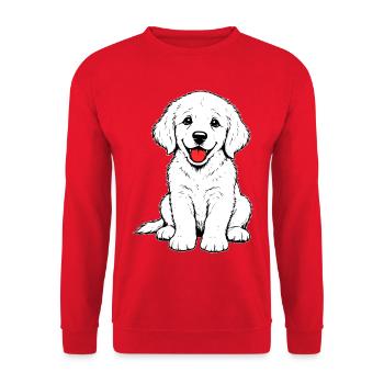 Golden_Retriever_Welpen_sitzend_weiss - Unisex Sweatshirt - red - Front - Alina (178cm) & Michal (187cm)