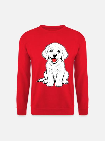 Golden_Retriever_Welpen_sitzend_weiss - Unisex Sweatshirt - red