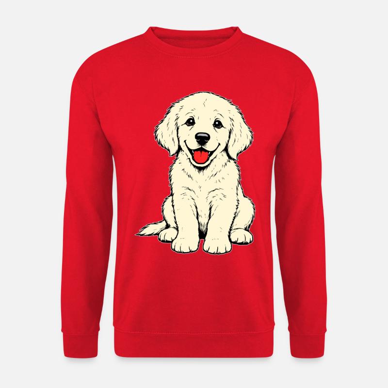 Golden_Retriever_Welpen_sitzend_beige - Unisex Pullover - Rot